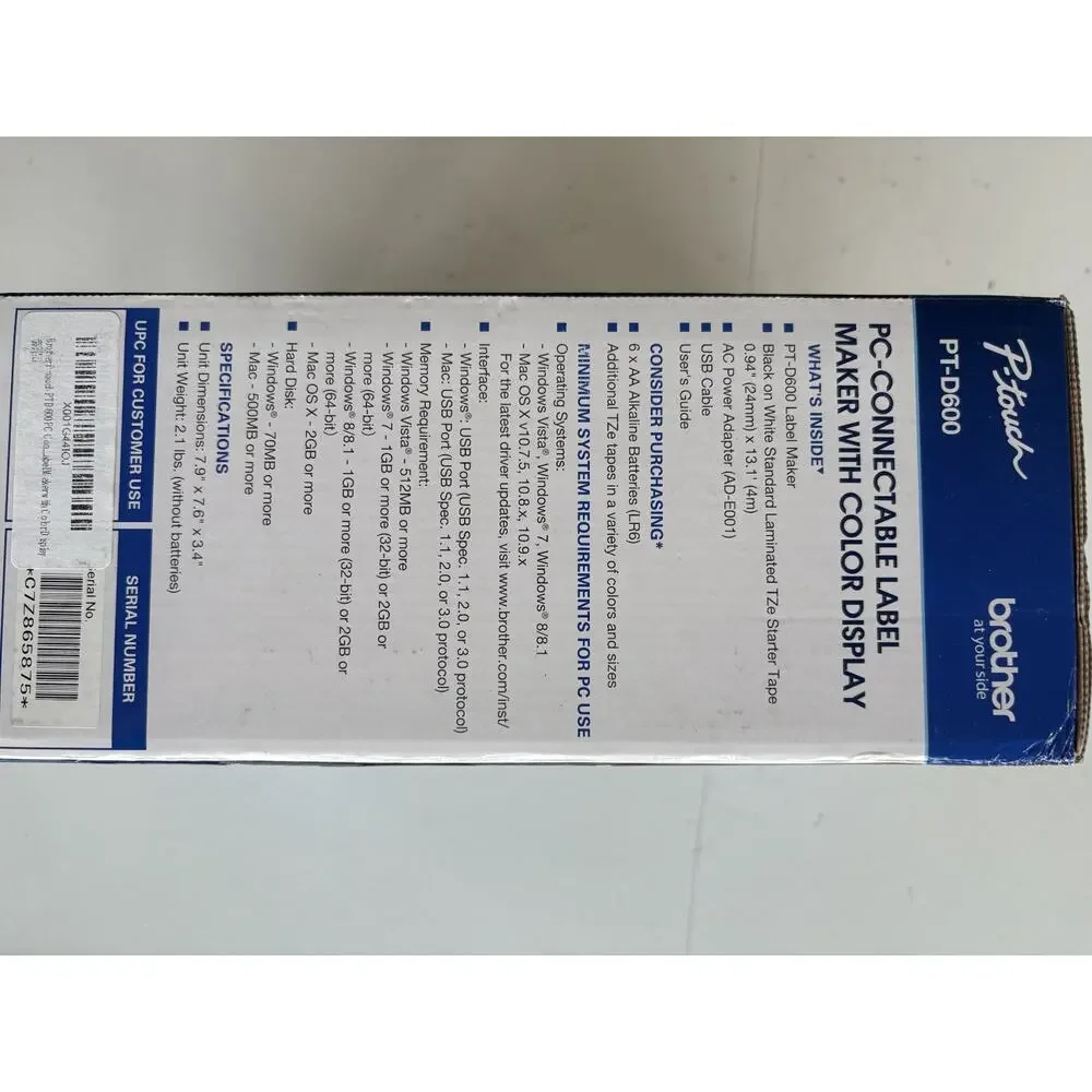 Brother PT-D600 PC-Connectable Label Maker with Color Display *New Open Box*